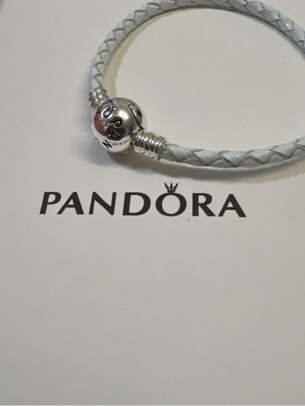 Pandora White Braided Bracelet with Yellow Mouse and Pink Shoe Charms - Picture 4 of 7